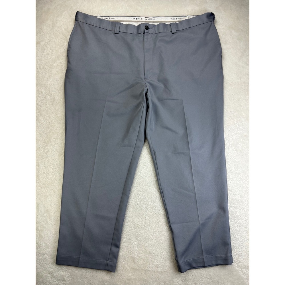 Oak Hill Men 52/30 Gray Flat Front Straight Leg Dress Pants Trousers Slacks